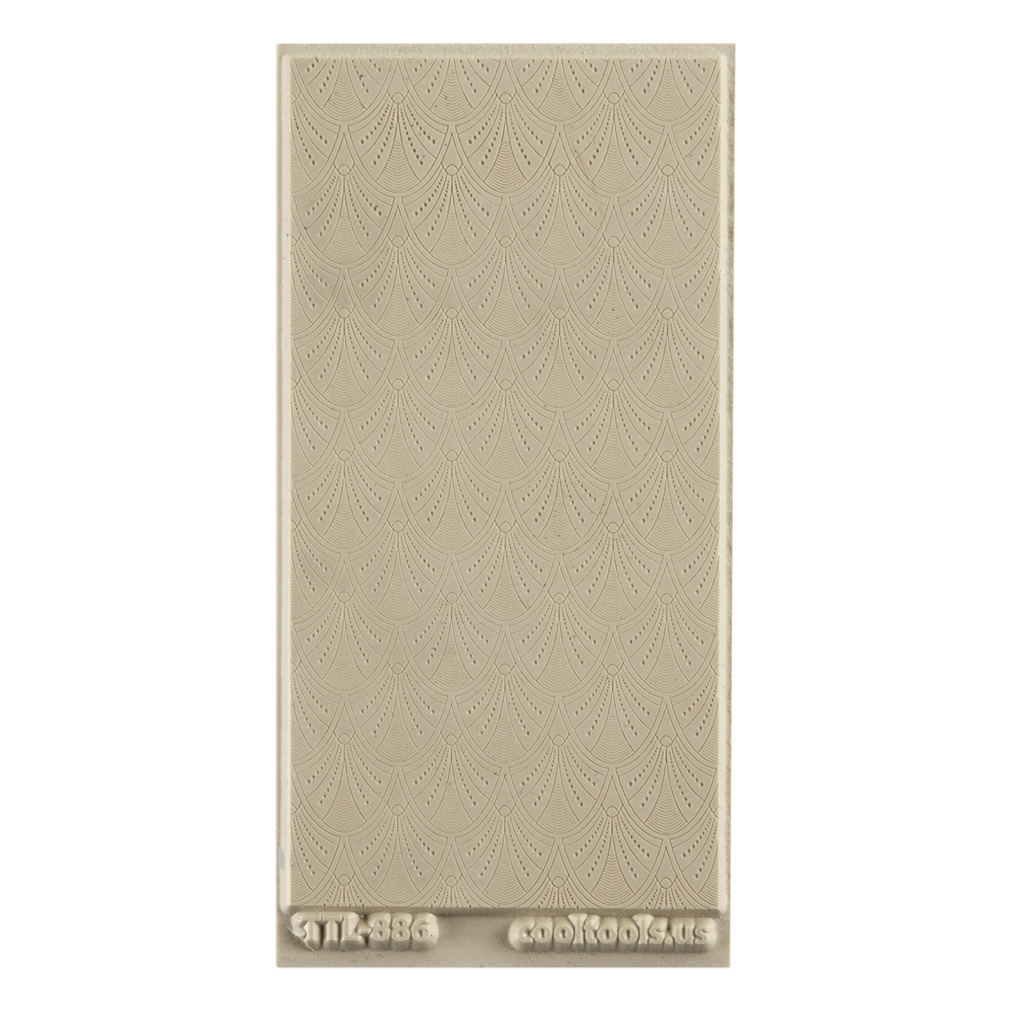 Texture Tile - Art Deco Arches Embossed. Beige Texture Tiles are flexible, washable and can be used with any soft clay. Spritz with CoolSlip or dust on Dry Powder Release for stick-free impressions when using metal clay and polymer clay.