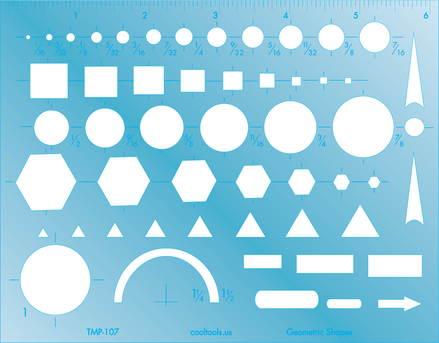 blue plastic Geometric Shapes Template
Use on metal, cut out shapes on precious metal clay and polymer clay. Oversize template shapes include circles, squares, triangles, arrows, and rectangles. Use our Ultra Clay Pick for best results!