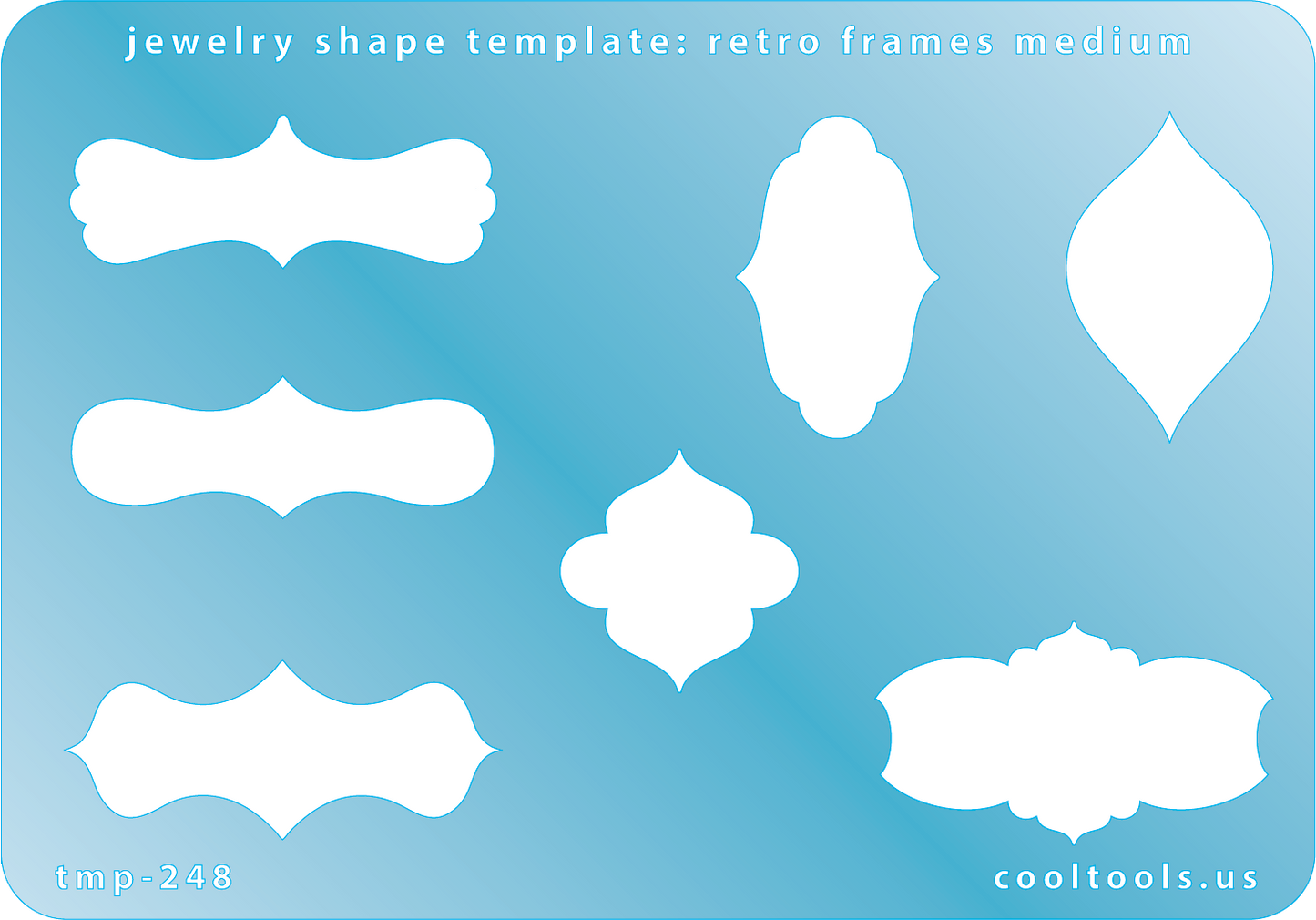 plastic Jewelry shape template with retro frames on a blue background