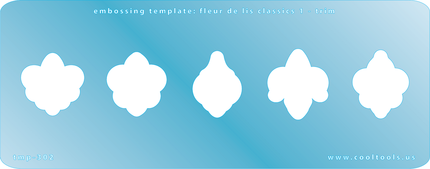 Blue Plastic Embossing Template - Fleur de Lis Classics 1 - Trim