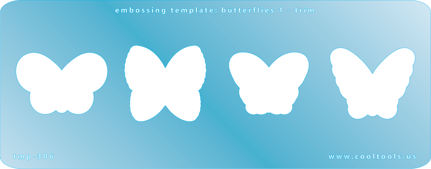 Blue Plastic Embossing Template - Butterflies 1 - Trim