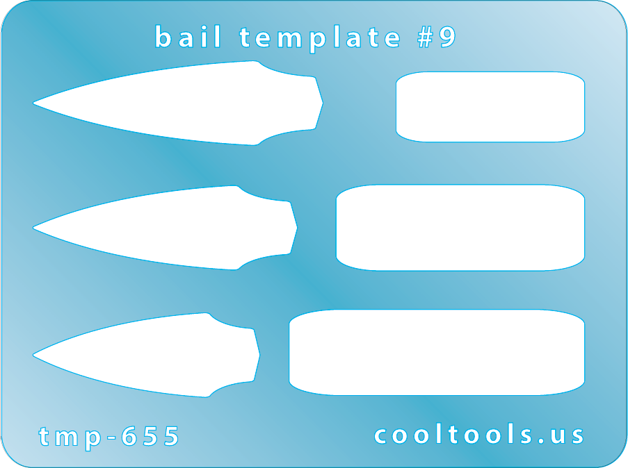 blue plastic Bail Template #9
Bail Templates provide a quick and easy way to add your favorite shaped bail to any project. These handy templates are mini sized, measuring 2-1/4'' x 3''.
Includes 6 shapes. Sizes are from 23.5mm to 35.5mm.
