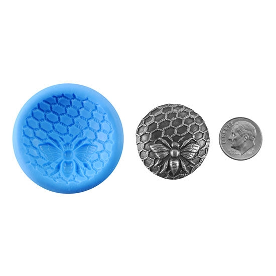 Ready Mold - Queen Bee Blue Ready Mold, Silver Sample with Dime