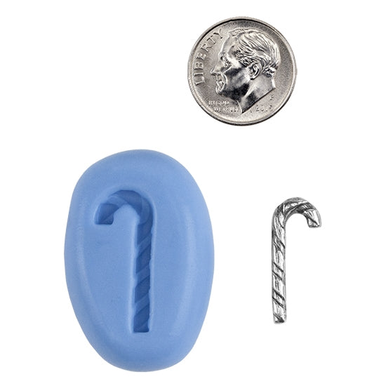Ready Mold - Candy Cane Blue Ready Mold, Silver Sample with Dime
