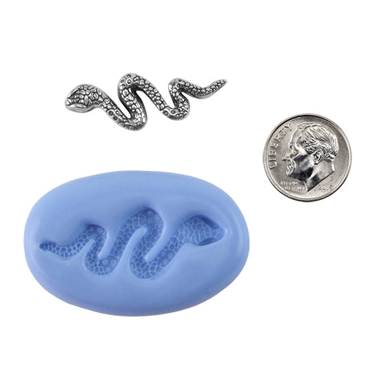 Ready Mold - Spotted Boho Snake Blue Ready Mold, Silver Sample with Dime
