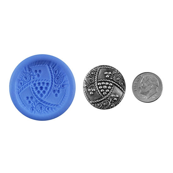 Ready Mold - Vineyard Ribbons Blue Ready Mold, Silver Sample with Dime