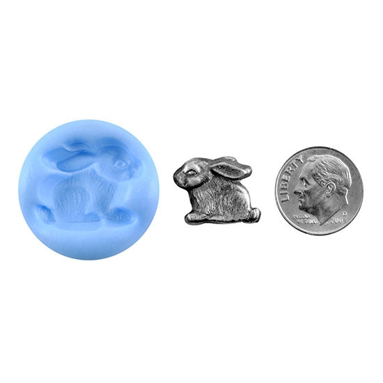 Ready Mold - Storybook Bunny Blue Ready Mold, Silver Sample with Dime