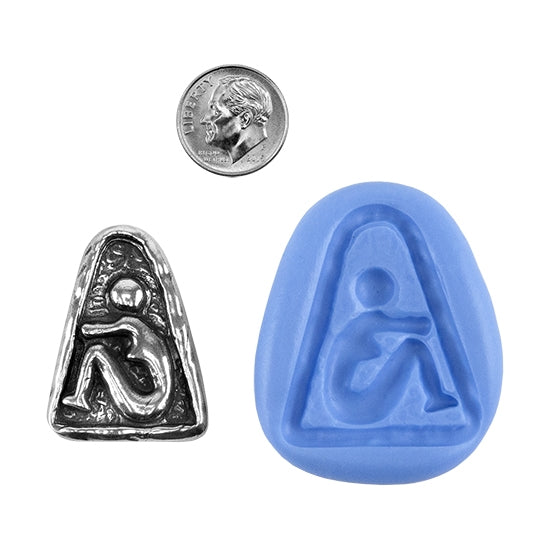 Ready Mold - Female Form Blue Ready Mold, Silver Sample with Dime