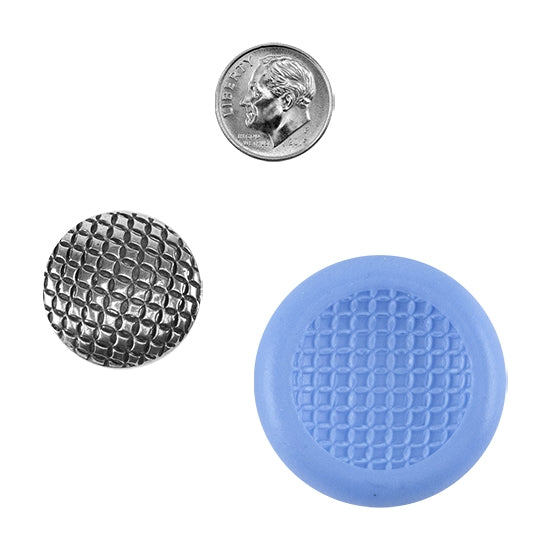 Ready Mold - Button Snap Blue Ready Mold, Silver Sample with Dime