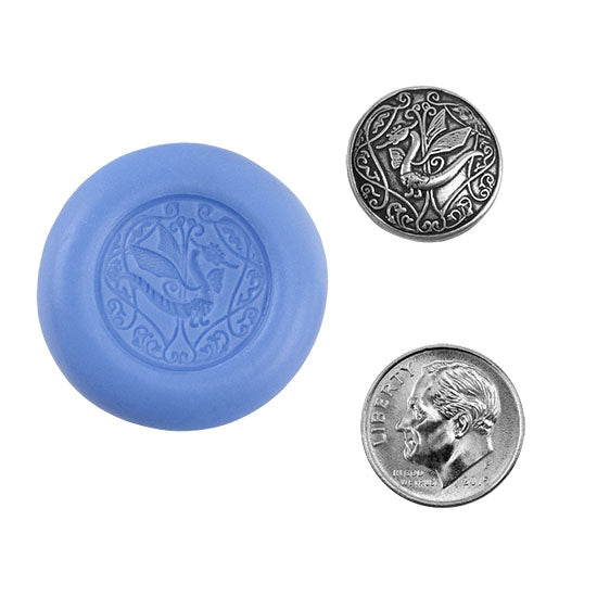 Ready Mold - Celtic Dragon Blue Ready Mold, Silver Sample with Dime