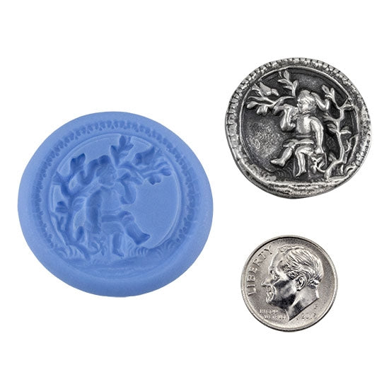 Silver Sample Blue Ready Mold, Silver Sample with Dime