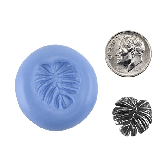 Ready Mold - Monstera Blue Ready Mold, Silver Sample with Dime