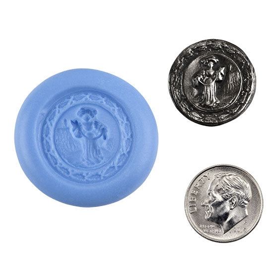 Ready Mold - Victorian Lady Blue Ready Mold, Silver Sample with Dime