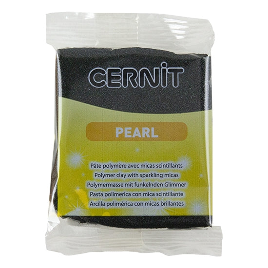 Cernit Pearl oven-bake polymer clay, Black, Nr.100, 56 gr