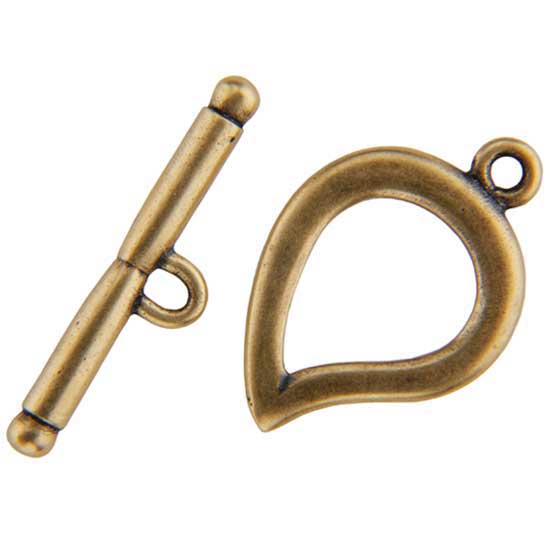 Bronze Plate Toggle Clasp - Plain Leaf 22mm x 25mm - 1 Set - Cool Tools
