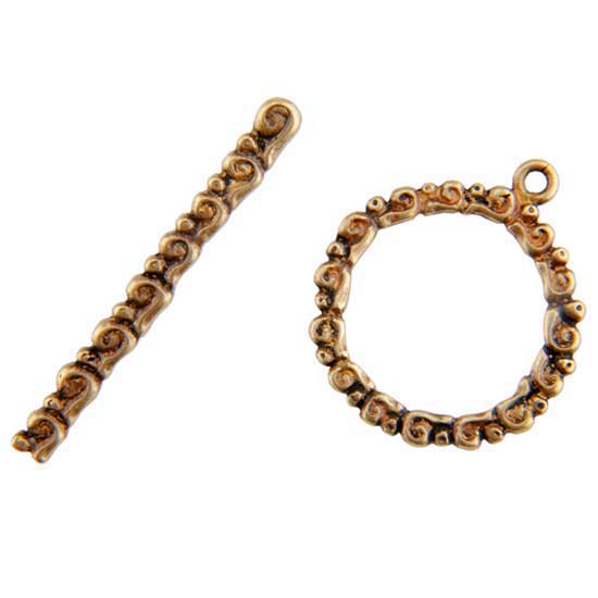 Bronze Plate Toggle Clasp - Wreath Swirl 24mm x 32mm - 1 Set - Cool Tools
