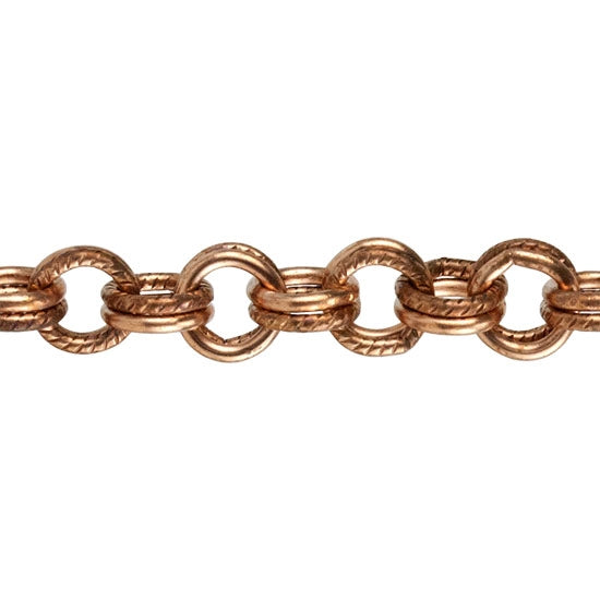 Copper Chain - Solid & Textured Double Cable 5mm - By the Foot