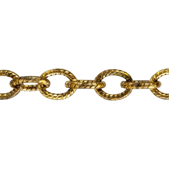 Brass Chain - Textured Oval Cable 5mm - By the Foot - Cool Tools