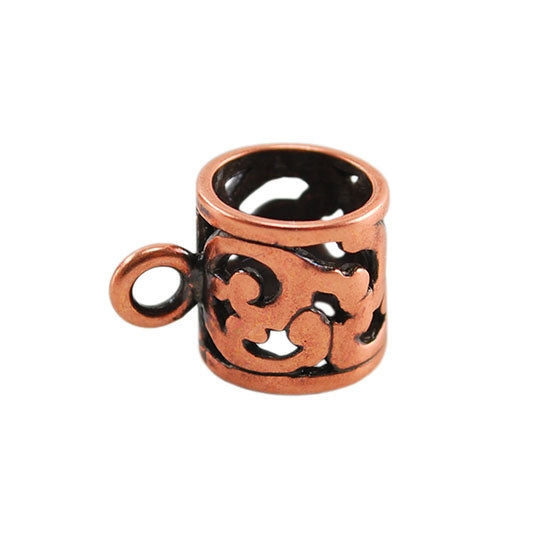 Copper Plate Tube Bail with Ring - Filigree 9mm x 13mm Pkg/1 - Cool Tools
