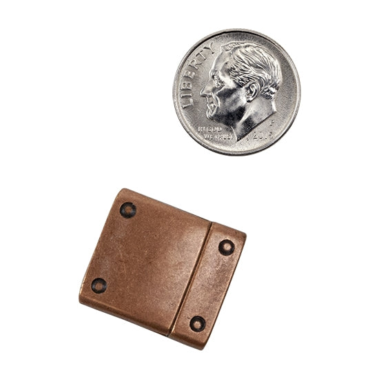 Antique Copper Plate Magnetic Leather Clasp - Flat Rivet 15mm - Cool Tools