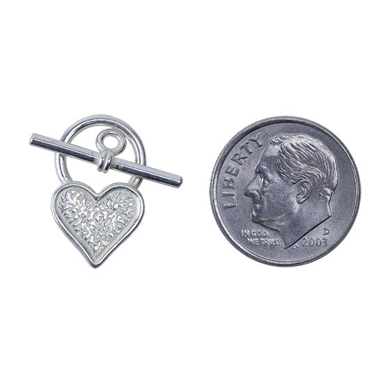 Silver Plate Toggle Clasp - Mini Heart - 1 Set - Cool Tools