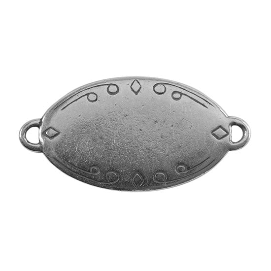 Antique Silver Plate Shape - Oval Connector - 28.5mm x 17.5mm Pkg/2 - Cool Tools