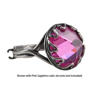 Antique Silver Plate Hearts Setting Adjustable Crimp Ring - Round - Cool Tools