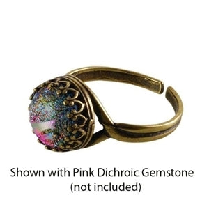 Antique Bronze Plate Gallery Setting Adjustable Ring - Round - Cool Tools