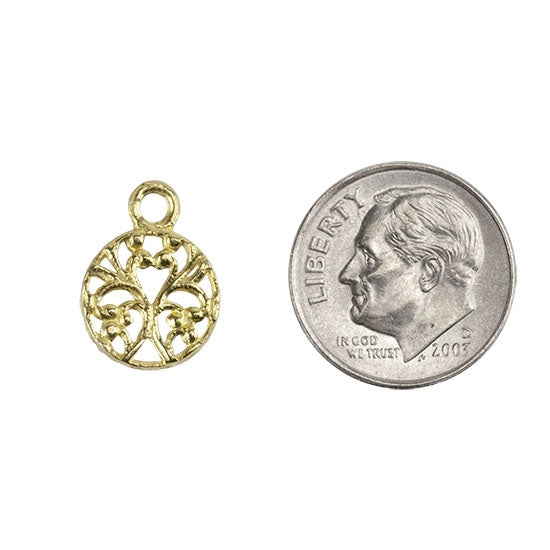 Brass Pendant Bezel Setting - "U" Gallery Filigree Back Round 10mm Pkg/1 - Cool Tools