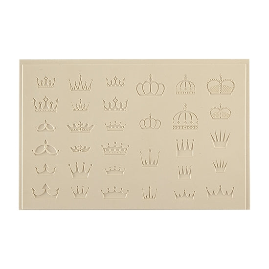 Jewelry Artist Elements - Texture - Crowns Embossed. Embossed elements. Impress clay, then use a Jewelry Shape Template for the shape or cut out with a needle tool. Jewelry Artist Elements are flexible, washable and can be used with any soft clay. Spritz with CoolSlip or dust on Dry Powder Release for stick-free impressions when using metal clay and polymer clay.