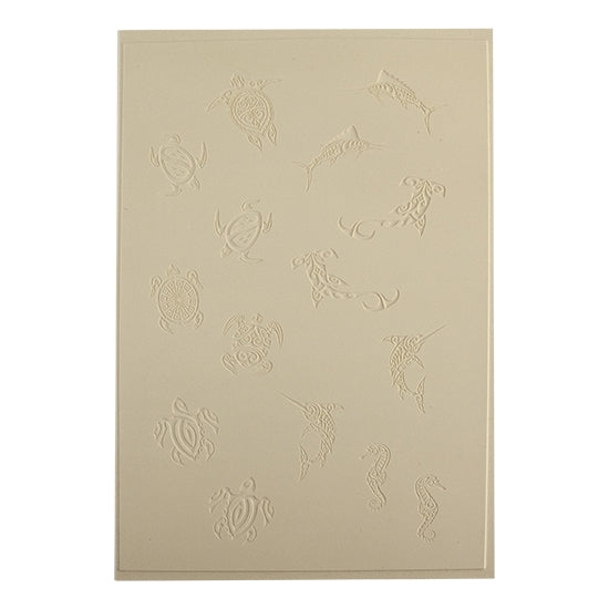 Jewelry Artist Elements - Texture - Sea Creatures. Embossed elements. Impress clay, then use a Jewelry Shape Template for the shape or cut out with a needle tool. Jewelry Artist Elements are flexible, washable and can be used with any soft clay. Spritz with CoolSlip or dust on Dry Powder Release for stick-free impressions when using metal clay and polymer clay.