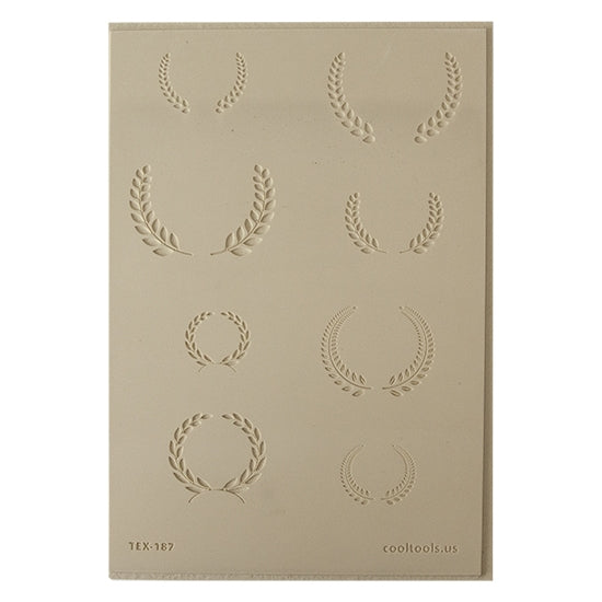 Jewelry Artist Elements - Texture - Wreath Frames. Embossed elements. Impress clay, then use a Jewelry Shape Template for the shape or cut out with a needle tool. Jewelry Artist Elements are flexible, washable and can be used with any soft clay. Spritz with CoolSlip or dust on Dry Powder Release for stick-free impressions when using metal clay and polymer clay.