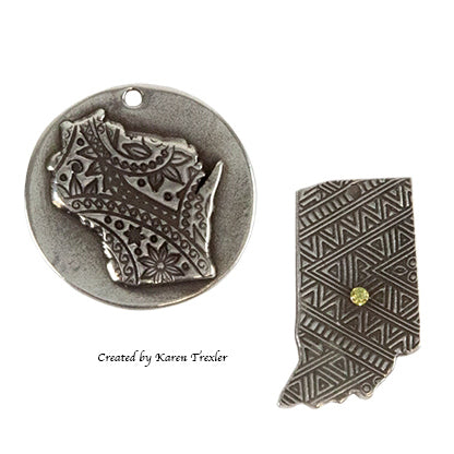 silver samples of Jewelry Shape Template - Indiana and Wisconsin