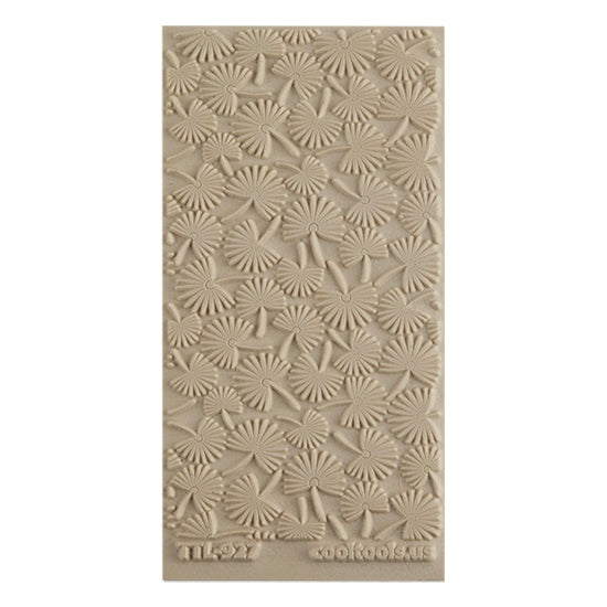 Texture Tile - Coastal Foliage. Beige Texture Tiles are flexible, washable and can be used with any soft clay. Spritz with CoolSlip or dust on Dry Powder Release for stick-free impressions when using metal clay and polymer clay.