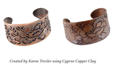 Cyprus™ Copper Clay Garden Rose Cuff by Karen Trexler