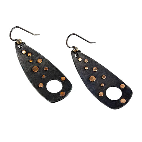 Faux Keum Boo Steel and Bronze Earrings by Cindy Pope