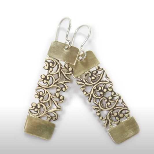 Patterned Brass Earrings