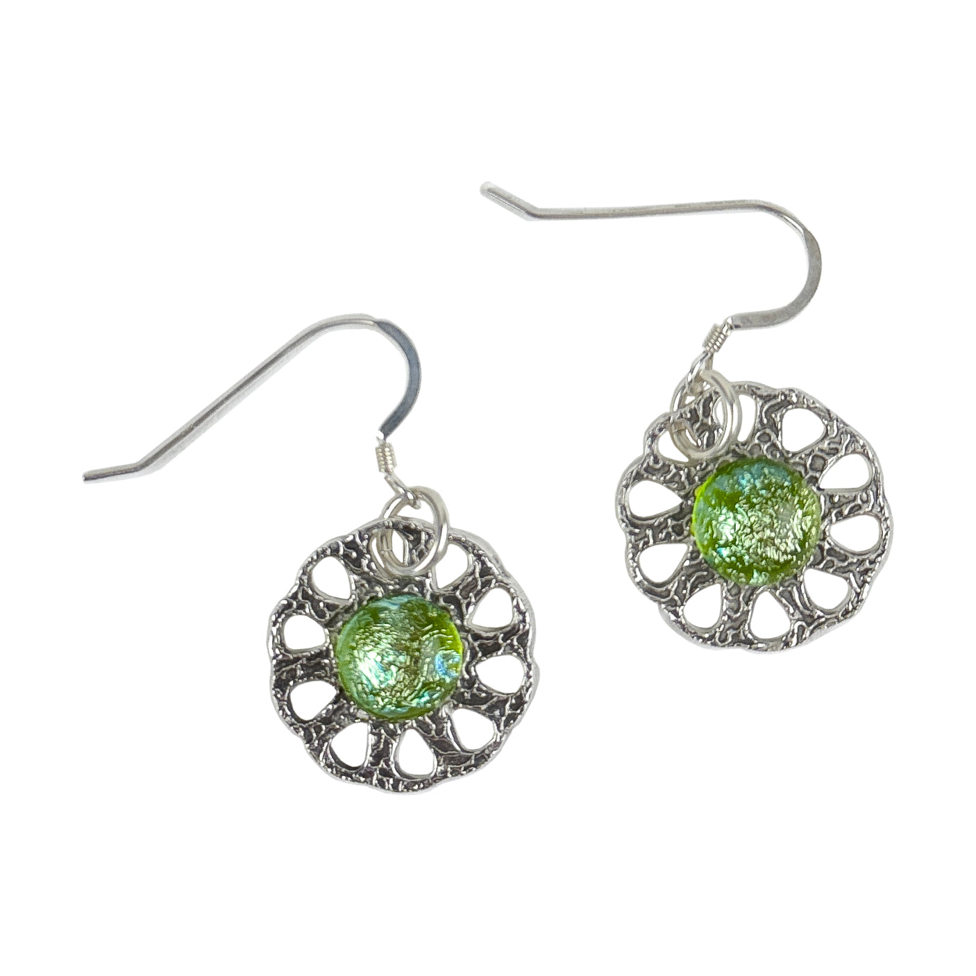 Silver & Glass Earrings Using Glass Setting Templates by Pam East