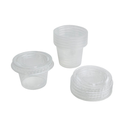 Plastic Cups with Caps - 1 oz - Pkg/6