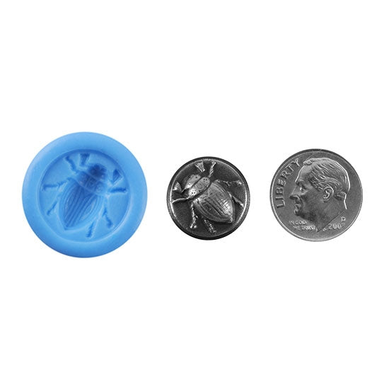 Ready Mold - Junebug  Blue Ready Mold, Silver Sample with Dime