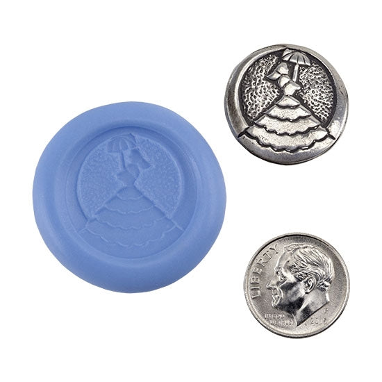 Ready Mold - Southern Belle  Blue Ready Mold, Silver Sample with Dime