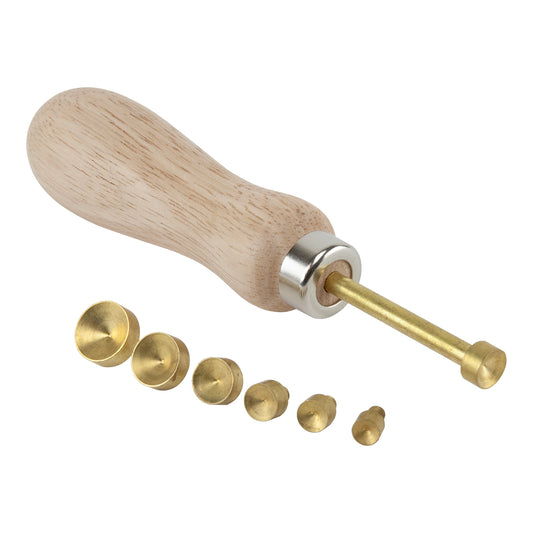Prong &amp; wooden handled Bezel Pusher w/ 7 Detachable Heads