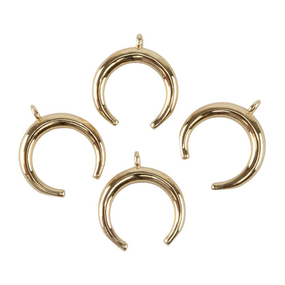 Brass Pendants - Crescent Moon/Double Horn - 18K Gold Plated - Pkg/4 - Cool Tools