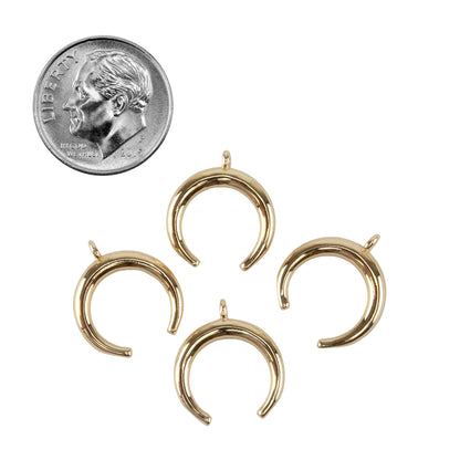 Brass Pendants - Crescent Moon/Double Horn - 18K Gold Plated - Pkg/4 - Cool Tools