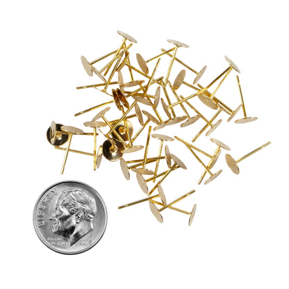 Brass Stud Earring Finding - Pkg/50 with dime