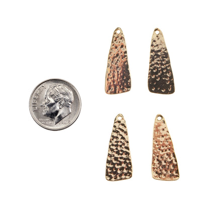 Brass Pendants - Triangle - 18K Gold Plated - Pkg/4 with dime