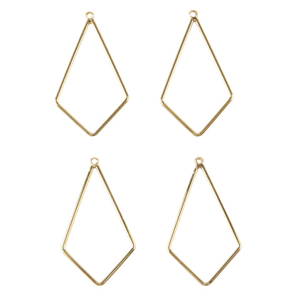 Brass Pendants - Quadrangle - 18k Gold Plated  - Pkg/4