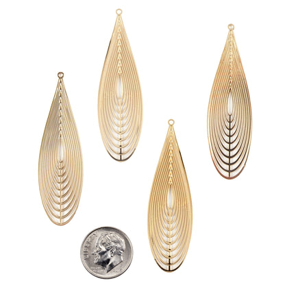 Brass Pendants - Drop - Pkg/4 with dime
