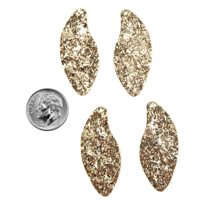 Brass Pendants - Leaf - 18k Gold Plated - Pkg/4 with dime