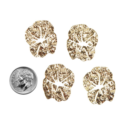 Brass Pendants - Lotus Leaf - 18k Gold Plated - Pkg/4 with dime